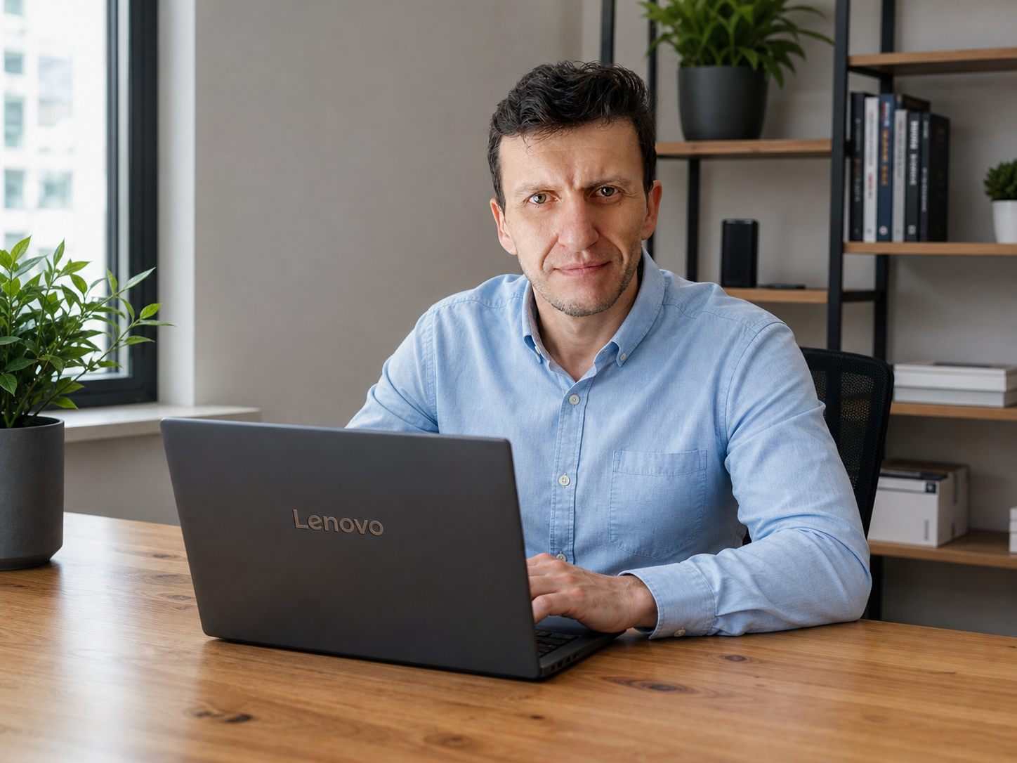 Radu Capusan, fondator Coral Design, lucrând la laptop